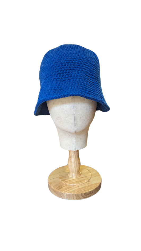 Crochet Bucket Hat - Cobalt Blue