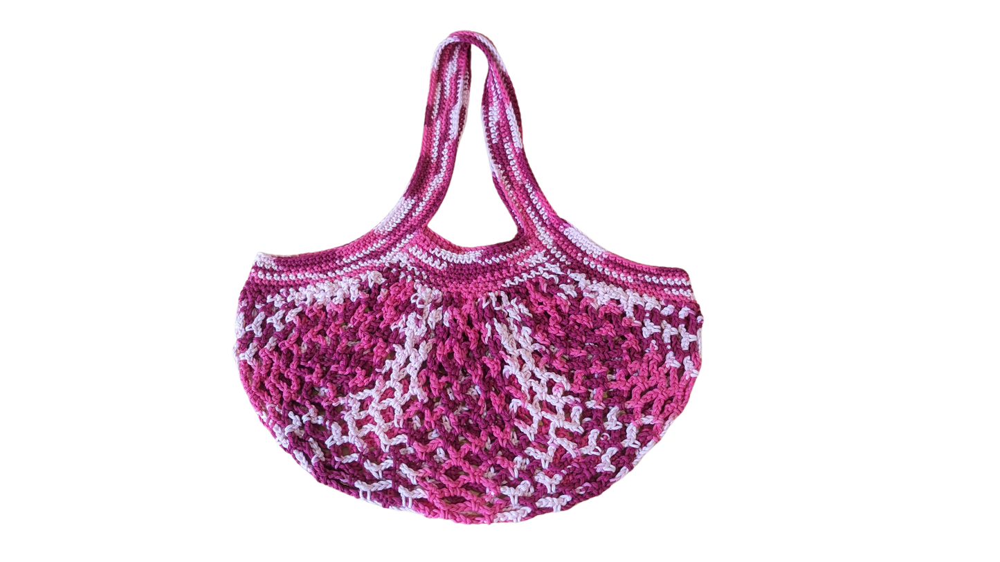 Crochet Mesh Market Bag - Raspberry Sorbet