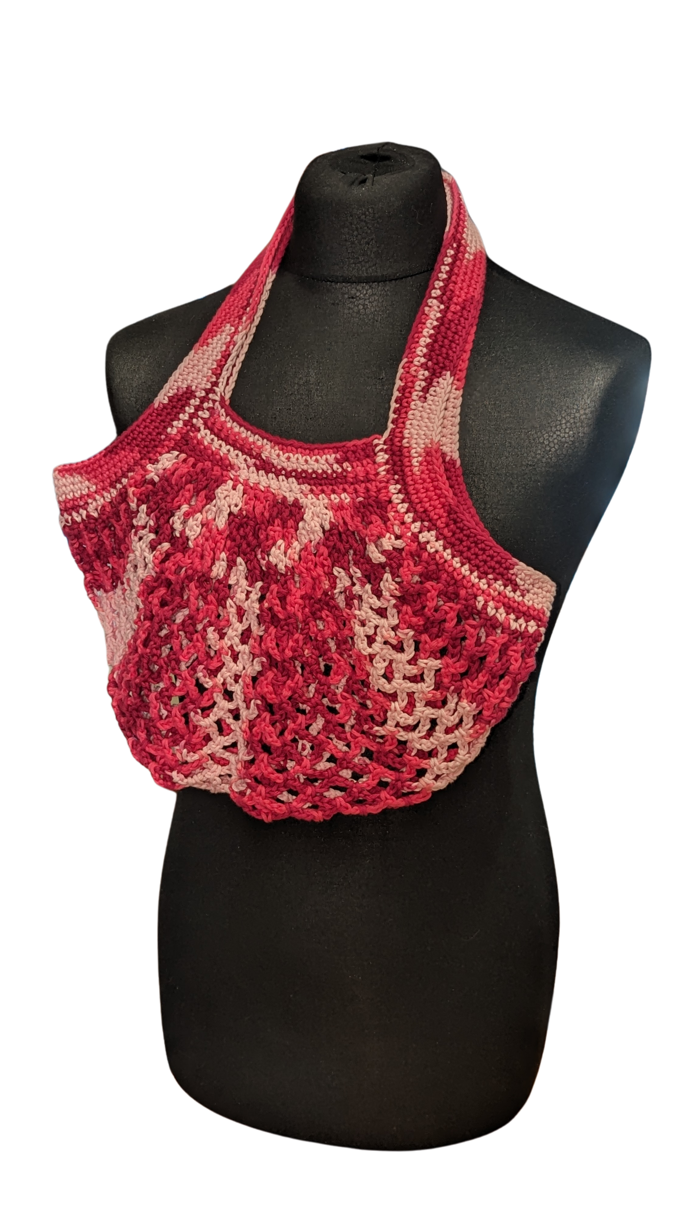 Crochet Mesh Market Bag - Raspberry Sorbet