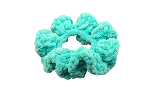 Jumbo Crochet Chenille Scrunchie - Turquoise