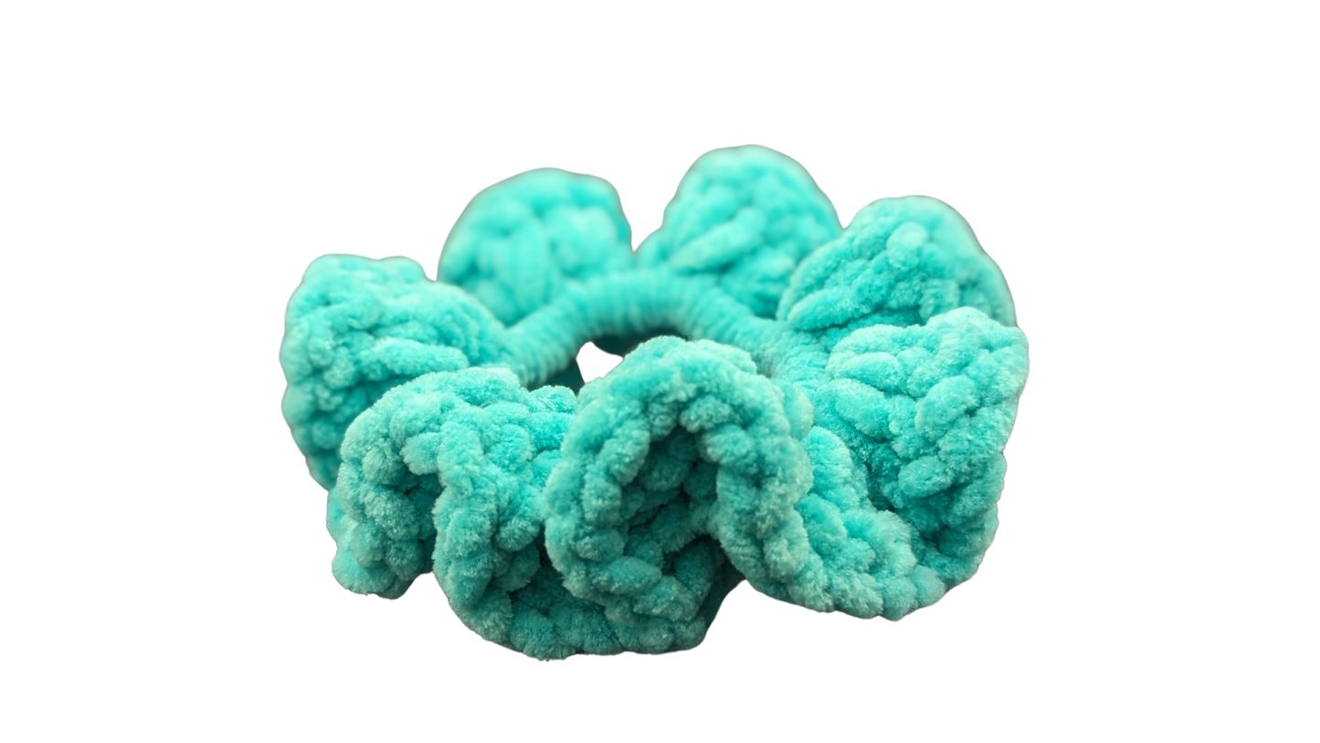 Jumbo Crochet Chenille Scrunchie - Turquoise