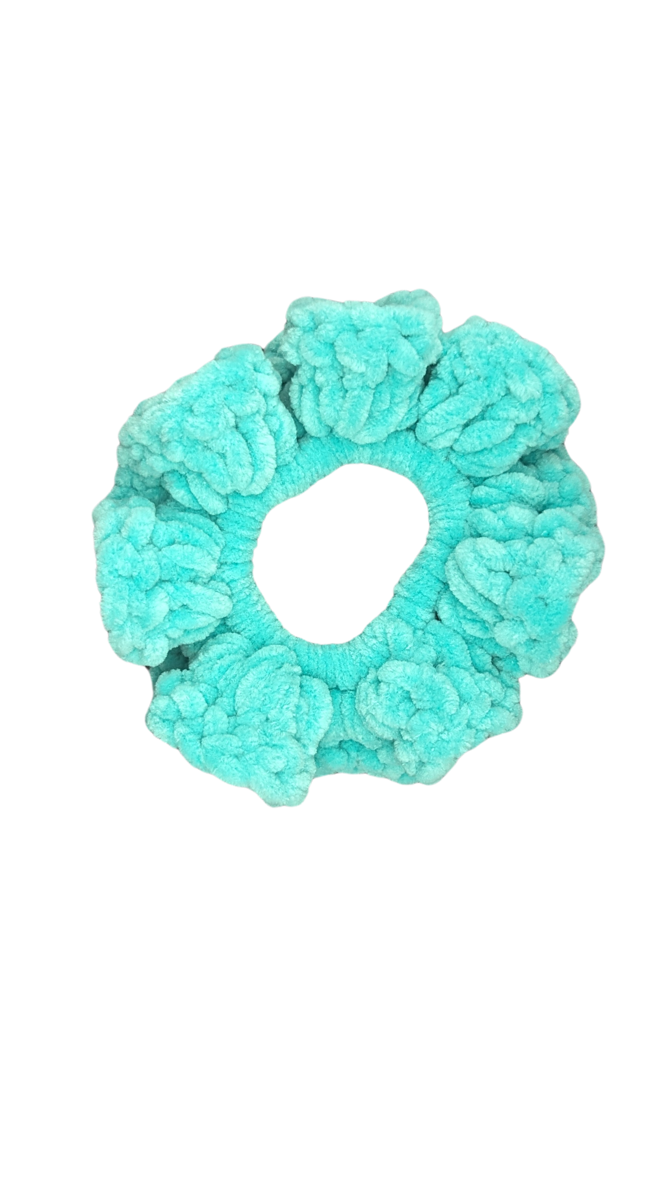 Jumbo Crochet Chenille Scrunchie - Turquoise